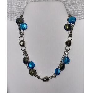 Frederic Duclos Sterling Silver Blue Glass Bead Necklace #61762